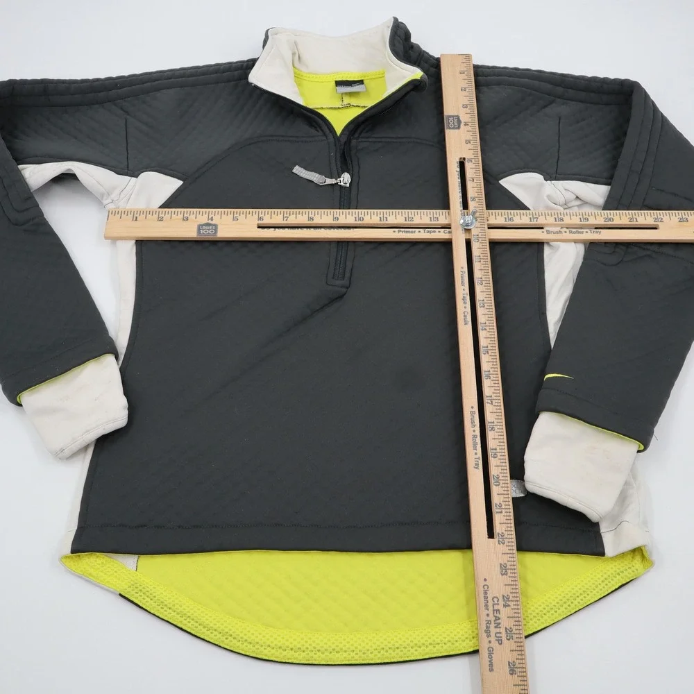 Nike Sphere Thermal Pullover Womens‎ M Grey Neon Yellow 1/4 Zip H40510STP